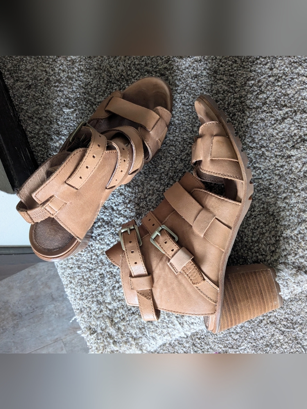 Sorel Nadia Buckle Sandal Tan/Light Brown Size 10